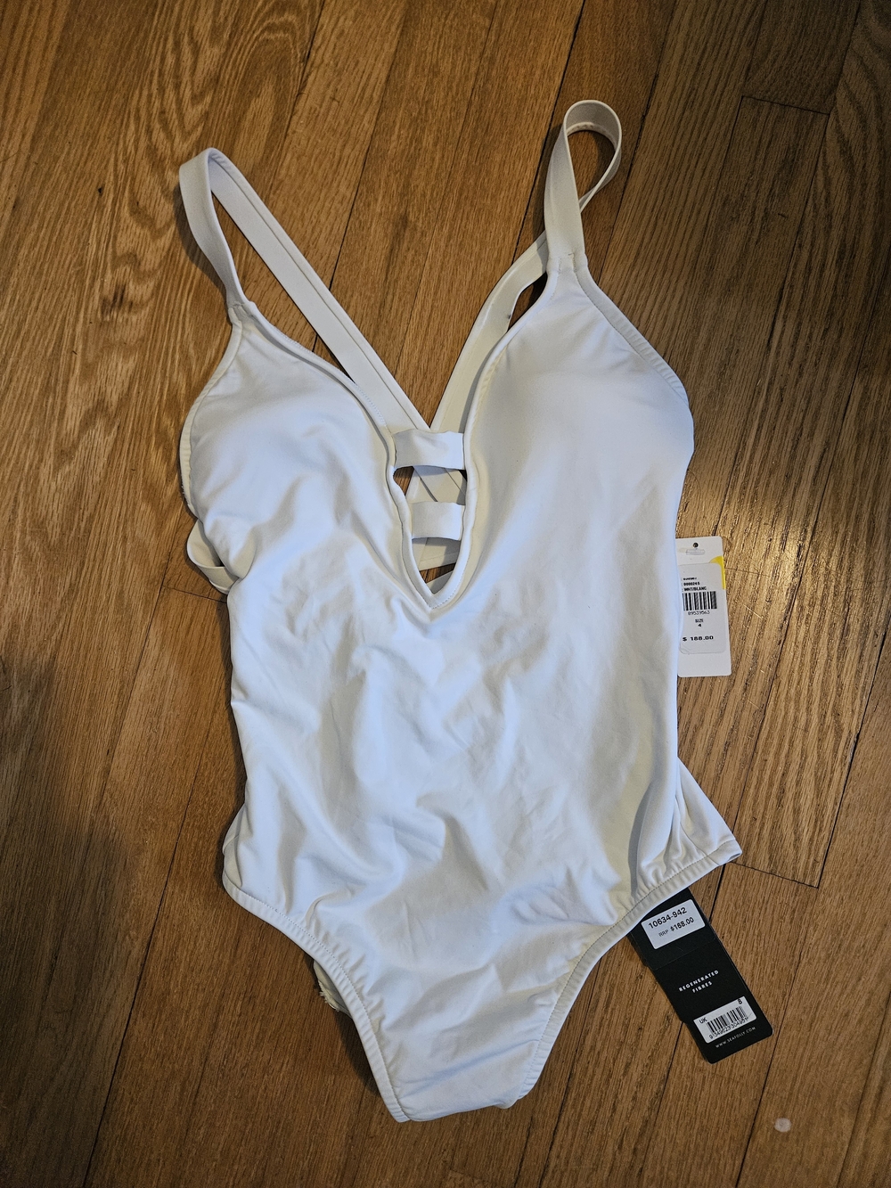 Seafolly White Deep-V Ladder One-Piece Swimsuit